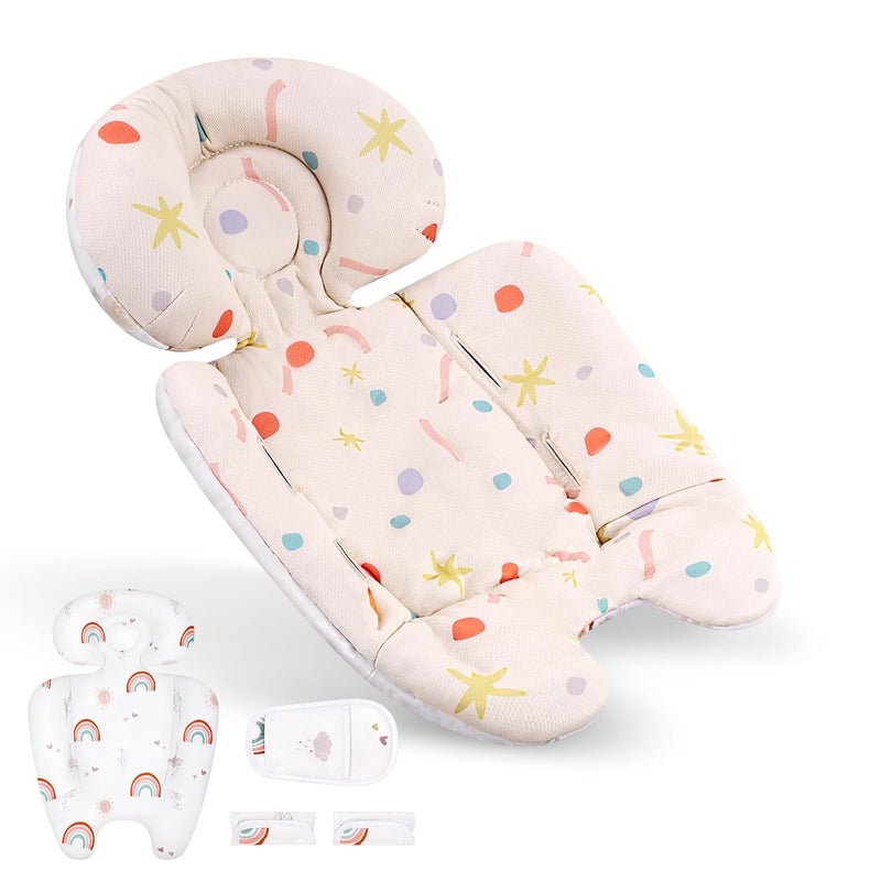 UPPERKIDS Mamaroo Infant Insert Compatible with 4moms Mamaroo & RockaRoo Swing, Mamaroo Newborn Insert with Enlarged Head & Body Support Cushion, Reversible Design, Breathable Soft Fabric with Rainbow - Image 1